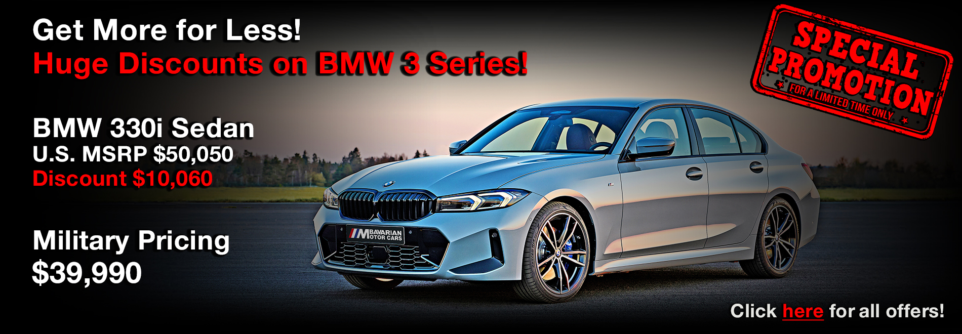 BMW Military Sales | Bavarian Motor Cars  | Special Offer  |  BMW Sale | BMW 330i | 3 Series
