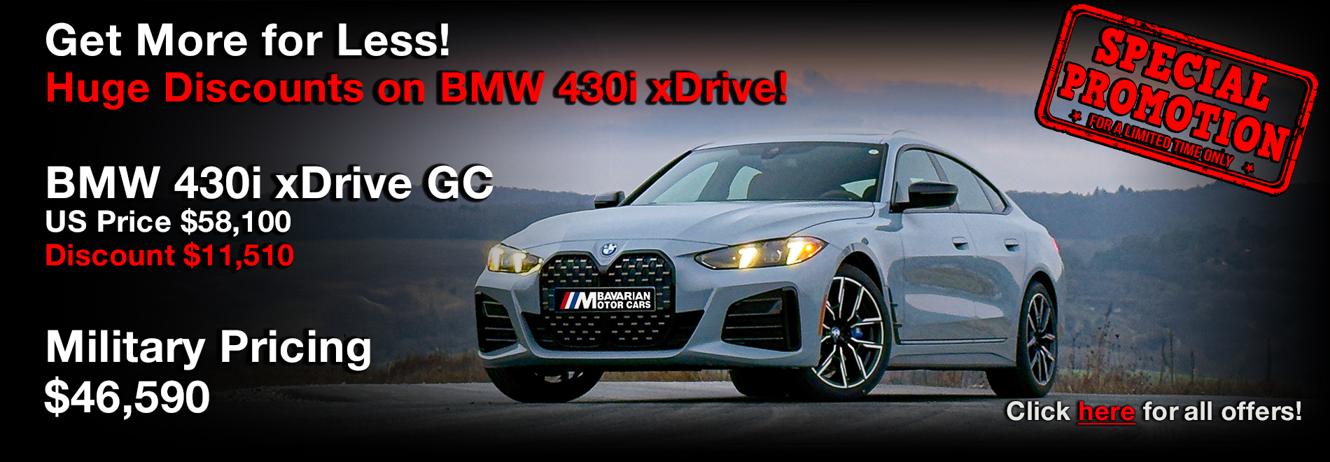 BMW Military Sales | Bavarian Motor Cars  | Special Offer  |  BMW Sale | BMW 430i xDrive Gran Coupe