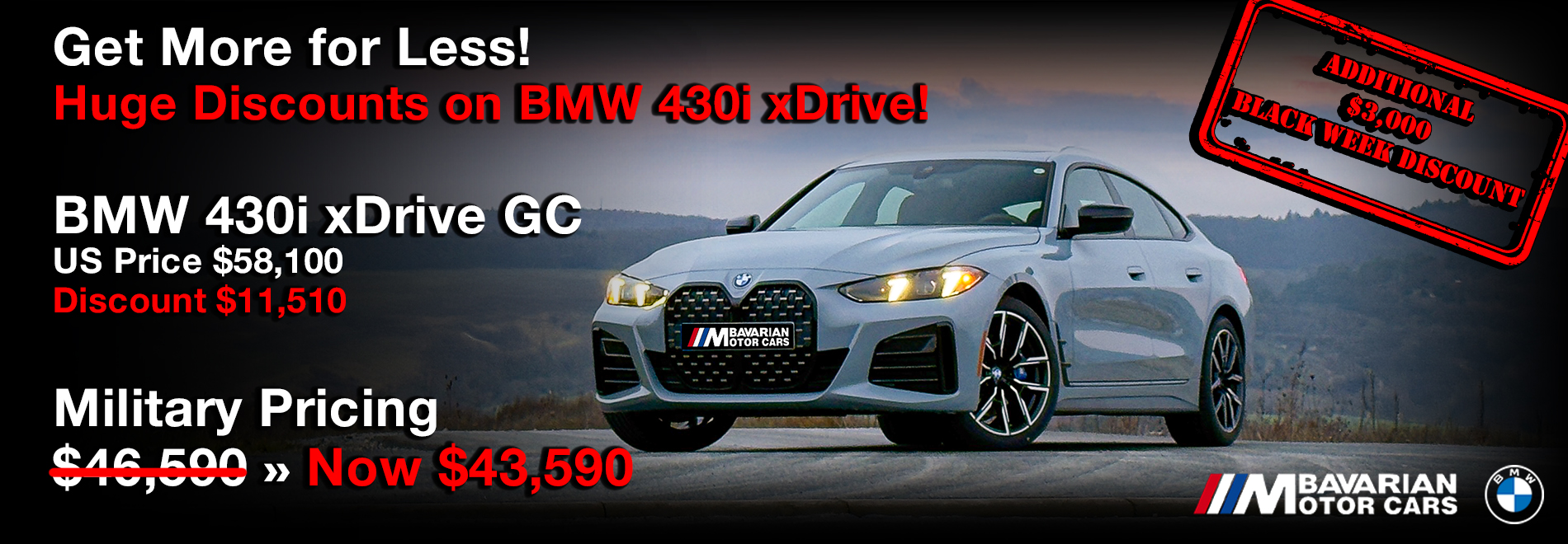 BMW Military Sales | Bavarian Motor Cars | Special Offer | BMW Sale | BMW 430i xDrive Gran Coupe | Black Friday