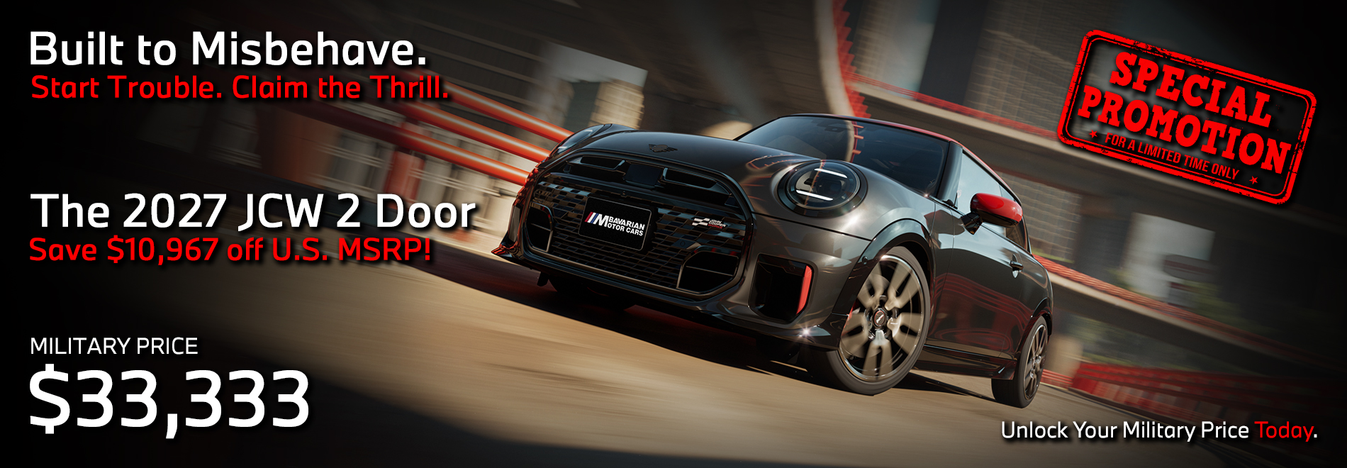 MINI Military Sales | Bavarian Motor Cars | Special Offer | MINI Sale | MINI John Cooper Works JCW 2 Door