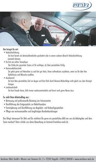 Automobilverkäufer gesucht Nagold