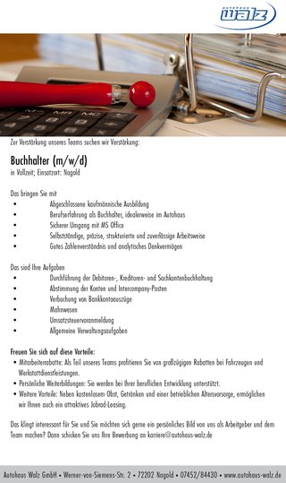 Buchhalter gesucht