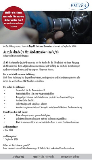 Stellenangebote vom Autohaus Walz