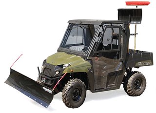 Polaris Ranger 400/800 Winterdienst-Fahrzeug mit einer Kabine, Schneeschild, Seilwinde, Glacier 2-System, LOF-Zulassung, Verschleißleiste, Begrenzungsstangen, Zusatzbatterie, ToolRack