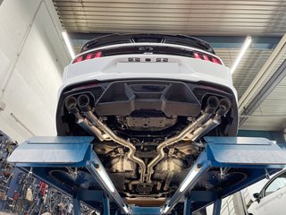 NPM18GR Ford Mustang ab 2018 - GRAIL Xtreme Sportauspuffanalge ab Kat mit elektronischer Klappensteuerung für Mustang FL 5.0l V8 mit ABE