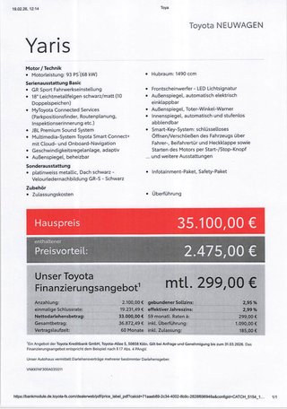 Toyota Yaris Hybrid GR Sport 1,99% +JBL+ Infotainment-Paket, Safety-Paket - foto 15