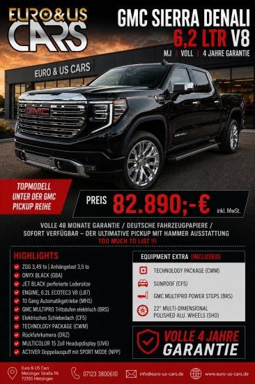 GMC Sierra Denali 6,2ltr V8 MJ 2025 Voll 4 Jahre Gar