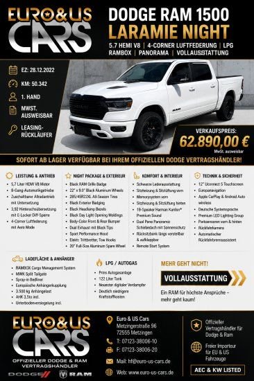 Dodge RAM 5,7ltr Crew Laramie Night Ram Box Split Tai