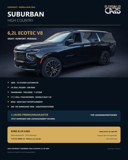 Chevrolet Suburban 6,2ltr High Country MJ 2026 3 Jahre Ga